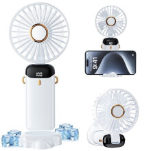Draagbare ventilator 5-in-1 - Wit - 2500 mAh - 5 snelheden - Opvouwbaar - Stil