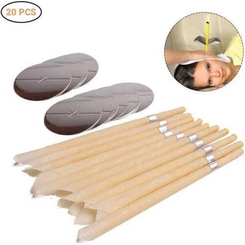 Ear candles - Natural beeswax - 10 pcs - 23.5 cm - Protective discs included
