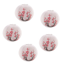 Linternas de Papel Japonesas / Chinas de Flor de Cerezo de 12 Pulgadas (Juego de 5, Rojo Sakura)