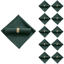 10Pcs 48X48Cm Serviettes en Tissu Polyester pour DîNer de Banquet de Mariage au Restaurant, Vert Foncé