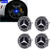 Mercedes-Benz magnetisch schwebende Radkappenbeleuchtung, kompatibel mit C-Klasse, A-Klasse, E-Klasse, E300L, C260, beleuchtete Radkappen, blau, 75 mm