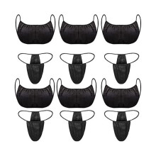 Wegwerp damesondergoedset van non-woven stof, wegwerp spa bikini, zwarte set (25 bh's)