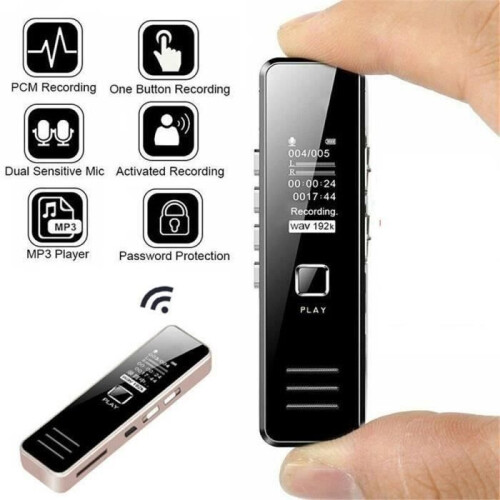 AvanC – Mini-Digital-Diktiergerät – 20 Stunden Akkulaufzeit – Micro-USB – Schwarz