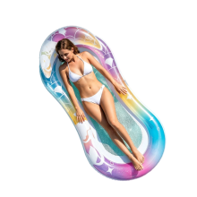 Amaca gonfiabile da piscina con poggiatesta, sedia a sdraio galleggiante con base in rete, sdraio a gradiente effetto sirena per feste in piscina esti