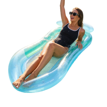 Lettino gonfiabile ergonomico per piscina con fondo in morbida rete, comodo lettino galleggiante tropicale con cuscino per piscina, spiaggia e lago.