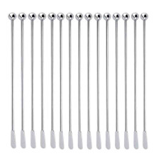 15 Pcs Reusable Swizzle Sticks Coffee Stirrers Beverage Stir Sticks Stainless Steel Cocktail Swizzle Sticks with Small Rectangular Paddles