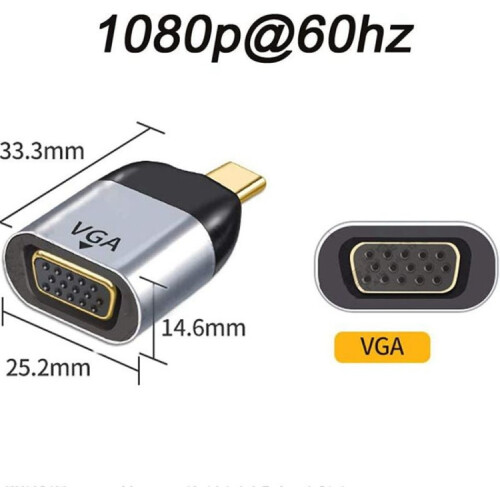 Adaptador convertidor USB-C macho a VGA hembra 1