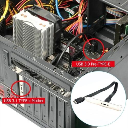 USB 3.1 Type-E To USB-C / Type-C Connector Front Panel Header 0.3m High Profile Bracket 1