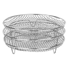 Rack per Friggitrice Ad Aria un 3 Strati da 8 Pollici Griglia Impilabile Griglia per Grigliare Griglia Rotonda nel Acciaio Inossidabile per Cucina