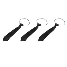 3X Solid Black Polyester Elastic Slim Necktie Neck Tie for Child