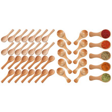 50 Pcs Small Wooden Spoons Tasting Spoons Condiments Salt Spoons, 30 Pcs A & 20 Pcs B