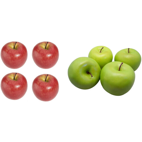 4 Large Artificial Green Apples-Fruit with 4 Large Artificial Red Apples-Decorative Fruit