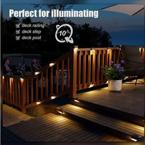 4PCS Solar Deck Light Step Light Landscape Lighting For Garden Decoration Waterproof Warm Warm White 1