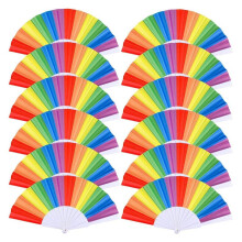 10 Pack Rainbow Folding Fans , Hand Held Pride Fan Gay Pride HBT Fans för Fester Festival Events Dansmaterial