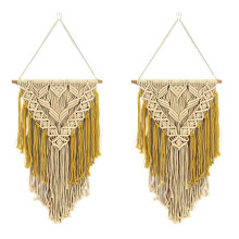 2X Cotton Wall Decoration Macrame Wall Hanging Hand Woven Simple Boho Style for Room