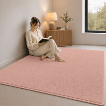 (Short Pile 160x230cm, Light Pink) Luxury Short Pile Rug - Soft Fluffy Anti-Slip Washable Area Rug with Memory Foam Backing | Living Room & Bedroom