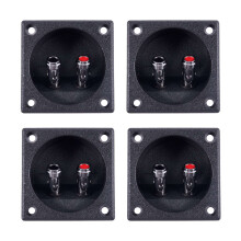4X Square Shape Double Binding Post Type Speaker Box Terminal Cup Black
