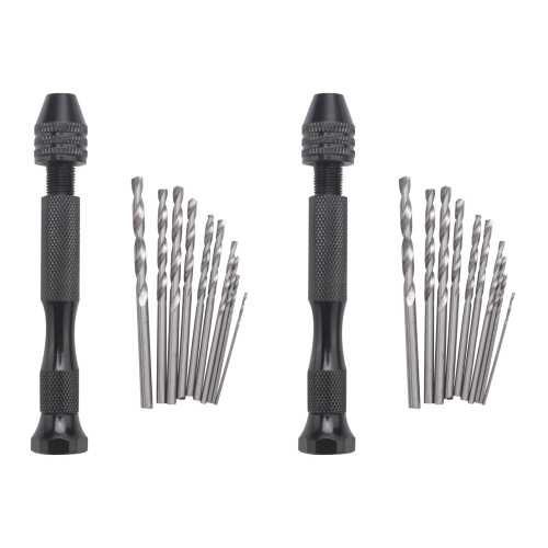 2Pcs   Aluminum Hand Drill with Keyless Chuck +20X Twist Drills Rotary Tools