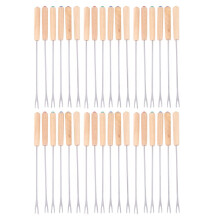 2X Color Coding Chocolate Fountain Cheese Fondue Forks with Oak Wood Handle Heat Resistant, Skewers Roasting Sticks