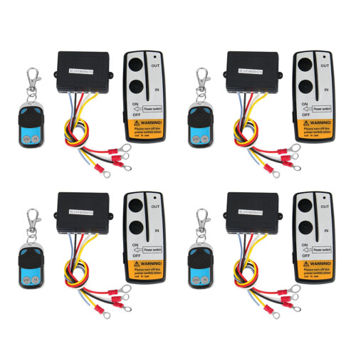 4X 12V 12Volt 50Ft Winch Wireless Remote Control Set for Truck  ATV Warn Ramsey