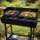 Charcoal BBQ Grill Dual Zone Garden Trolley 4