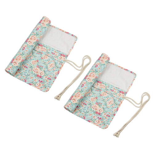 2X 20 Pockets Art Paint Brushes Case Roll  Pen Holder Canvas Pouch Bag
