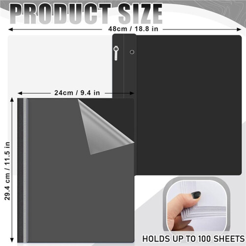 30Pack Report Covers with 3 Prongs Fasteners,Presentation Folders, Plastic Report Folder with Black Back Covers 2