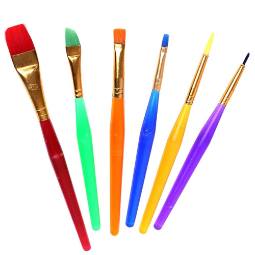 Children's Paint Brushes Assorted Sizes 6 Pcs 2