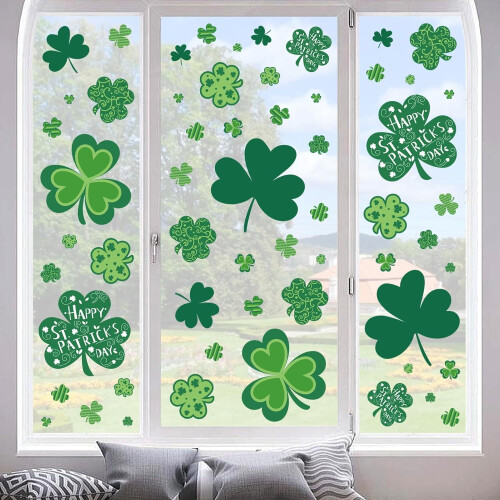 Pyhän Patrickin päivän ikkunatarrat, apilanlehtitarrat, 8 arkkia 2