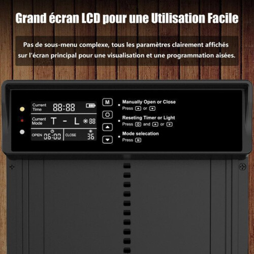 Automatic Solar-Powered Chicken Coop Door - IPX6 Waterproof - Opening Timer - Wireless Remote Control - 328x244mm 2