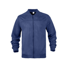 (Navy Blue, M) Cardigan da uomo in pelle scamosciata tinta unita, casual, con collo alto e cerniera, taglie forti, maniche lunghe