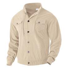 (Khaki, XXXL) Cappotto da uomo in velluto a coste autunno/inverno con revers, giacca da lavoro americana vintage con multitasche