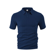 (Navy Blue, XXXL) Camicia da uomo estiva leggera, traspirante, ad asciugatura rapida, vestibilità ampia, in jacquard tinta unita, a maniche corte.