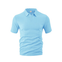 (Light Blue, S) Camicia da uomo estiva leggera, traspirante, ad asciugatura rapida, vestibilità ampia, in jacquard tinta unita, a maniche corte.