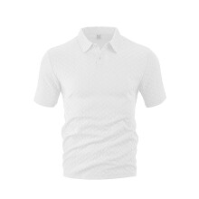 (White, M) Camicia da uomo estiva leggera, traspirante, ad asciugatura rapida, vestibilità ampia, in jacquard tinta unita, a maniche corte.