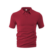 (Burgundy, M) Camicia da uomo estiva leggera, traspirante, ad asciugatura rapida, vestibilità ampia, in jacquard tinta unita, a maniche corte.