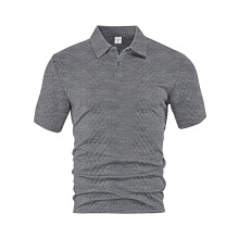 (Dark Gray, S) Camicia da uomo estiva leggera, ampia, traspirante, a maniche corte in jacquard tinta unita, casual.