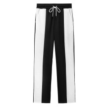 (Black, XXXL) Pantaloni sportivi casual da uomo americani: pantaloni lunghi ampi con coulisse ad asciugatura rapida e blocchi di colore.
