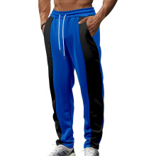 (Dark Blue, S) Pantaloni sportivi casual da uomo americani: pantaloni lunghi ampi con coulisse ad asciugatura rapida e blocchi di colore.