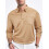 (Khaki, S) Men's Casual Loose Long Sleeve Mesh Collar Button-Down Solid Shirt 1