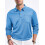 (Light Blue, M) Men's Casual Loose Long Sleeve Mesh Collar Button-Down Solid Shirt 1