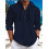 (Navy Blue, L) Herregenser i perlebomull med liten twill-krage og hette med knapper 1