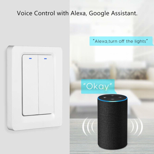 Smart Switch, WLAN Lichtschalter, Wifi Schalter, Funkschalter, 2-polig 2