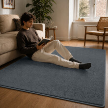 (Short Pile 120x170cm, Grey) Luxury Short Pile Rug - Soft Fluffy Anti-Slip Washable Area Rug with Memory Foam Backing | Living Room & Bedroom Carpet