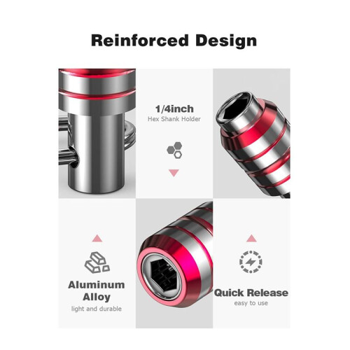 Bit Holder Keychain, 10Pcs 1/4 Hex Shank Impact Drill Bit Keychain Quick Change Connect Holder Drill Screw Adapter 2