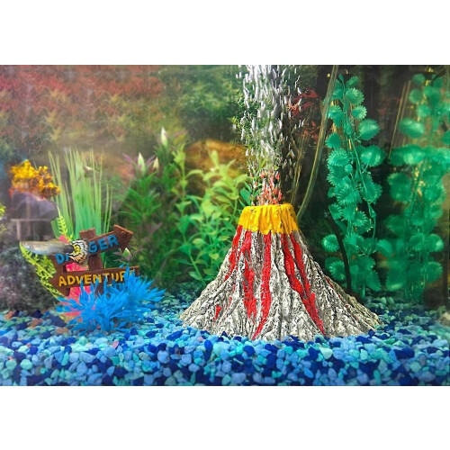 Aquarium Volcano Decor Set, Bubble Stone Fish Tank Decor (Yellow)_M 1
