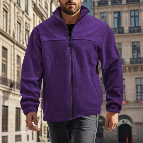 (Light Gray, S) Herr Fleecejacka Vår Höst Vinter Utomhus Dragkedja Standkrage 2