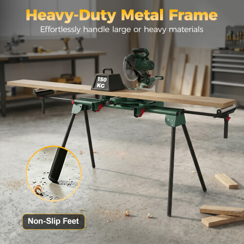 Homcom HOMCOM Universal Mitre Saw Stand with Adjustable Rollers and Support Arms 2