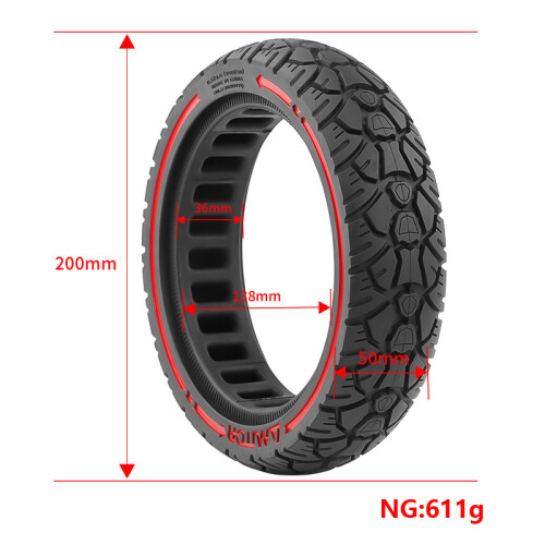 8,5x2,0 (230x50) off-road solid dæk med rød streg 1