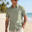 (Light Khaki, XXL) Men's Solid Casual Cardigan Button-Down Shirt 3